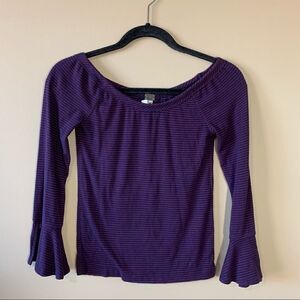 ✨ We the Free Blue Red Striped Off the Shoulder Top